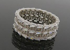 925 Sterling Silver - Sparkling Cubic Zirconia Eternity Ring Sz 6.5 - RG... - $28.00