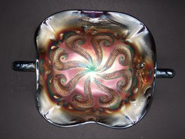 Antique Two-Handled Footed Bonbon Dugan Carnival Glass Question Marks - $49.99