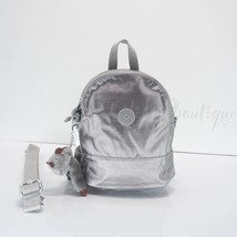 NWT Kipling KI0746 Ives Mini Convertible Backpack Crossbody Silver Grey ... - $68.95