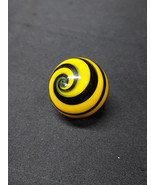 Large Contemporary Handmade Art Glass Marble Yellow And COBALT BLUE Swirl - $693.48 MXN