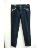 STYLE &amp; CO jeans 12P pocket bling Tummy control Slim Leg Rhinestones dar... - £13.39 GBP
