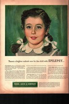 Vintage 1954 Original Magazine Ad PHARMA Parke Davis &amp; Co Child With Epi... - £16.90 GBP