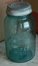 Vintage Blue Ball Perfect Mason  Quart #2C Jar Canning Kitchen Zinc Lid - $14.99