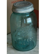 Vintage Blue Ball Perfect Mason  Quart #2C Jar Canning Kitchen Zinc Lid - £11.78 GBP
