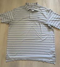 Peter Millar Men&#39;s Summer Comfort Blue White Green Striped Polo Golf Shi... - £13.33 GBP
