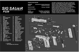 Gun Cleaning Rubber Gunsmith Mat with Sig Sauer P229 Pistol Diagram Instruction - £15.78 GBP