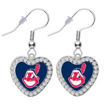 NEW CLEVELAND INDIANS Baseball Crystal Heart Earrings Pierced - $9.85