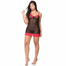 Provocame Women Sexy Pajama Sleepwear Two Pieces and Babydoll with Lace Set - £16.01 GBP