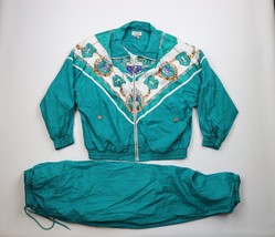 Vtg 90s Streetwear Womens L Paisley Buckle Crest Lined Track Suit Windbr... - $89.05