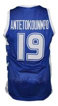 Giannis Antetokounmpo #19 Greece Basketball Jersey New Sewn Blue Any Size image 2