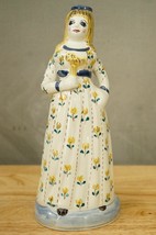 Portugal Folk Art Pottery Hand Painted Floral Lady Bottle Container F300 Syn - £29.79 GBP