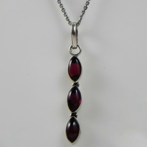 925 Sterling Silver Garnet Handmade Necklace 18&quot; Chain Festive Gift Women P-1350 - £16.82 GBP