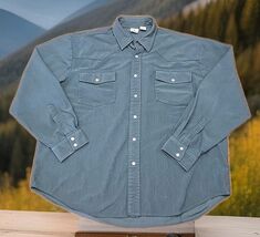 Haband Cord Pearl Snap Shirt Mens Size Large Western Rockabilly Green L3 - $20.79