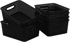 Begale Plastic Storage Baskets, Set Of 6, Black, For Organizing Your Home. - £25.53 GBP