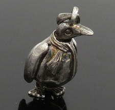 925 Sterling Silver - Vintage Penguin With Scarf Pendant (MOVES) - PT20208 - £34.99 GBP