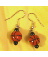 BASKETBALL Dangle Pierced EARRINGS on French Wires Great for March Madness - £15.46 GBP