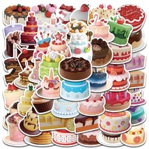 50 Pcs 3D-illusion Birthday Cake Snack Cute Handmade Stickers Kawaii Motorcycle  - £7.86 GBP