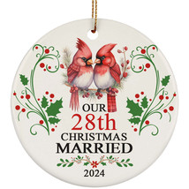 Our 28th Years Christmas Married Ornament Gift 28 Anniversary Cardinal Couple - £11.59 GBP