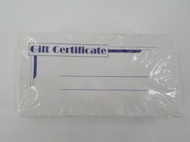 100 Count Gift Certificate Envelopes White W/ Blue Letters &amp; Lines 7.5X4 Inches - £7.97 GBP