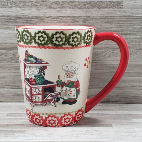 Primary image for Temp-tations Holiday Santa Baking 16 oz. Coffee Mug Cup Beige Red Green