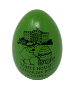 2008 White House Easter Egg Roll Bill &amp; Hillary Clinton Green Wooden Egg - €16,18 EUR