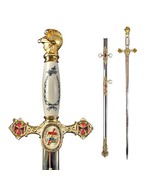 Munetoshi Masonic Knights Templar Ceremonial Sword Gold Fittings Red Cro... - $205.45 CAD