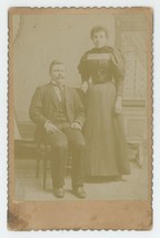 Antique c1880s Cabinet Card Lovely Couple Man With Mustache Feeser Hanover, PA - £7.41 GBP