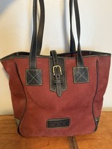 Vintage Dooney &amp; Bourke Large Suede Leather Bucket Tote Bag USA Burgundy... - $1,738.48 MXN