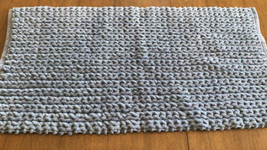 Bath Rug Cotton Area Light Powder Blue Chunky Cable Knit 1&quot; Thick 24 x 50 - £10.94 GBP