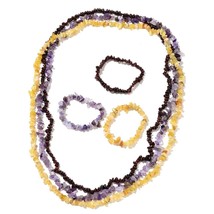 3 Mozambique Garnet, Amethyst, Tanzanian Yellow Opal Chips Bracelets #JN1053 - £18.06 GBP