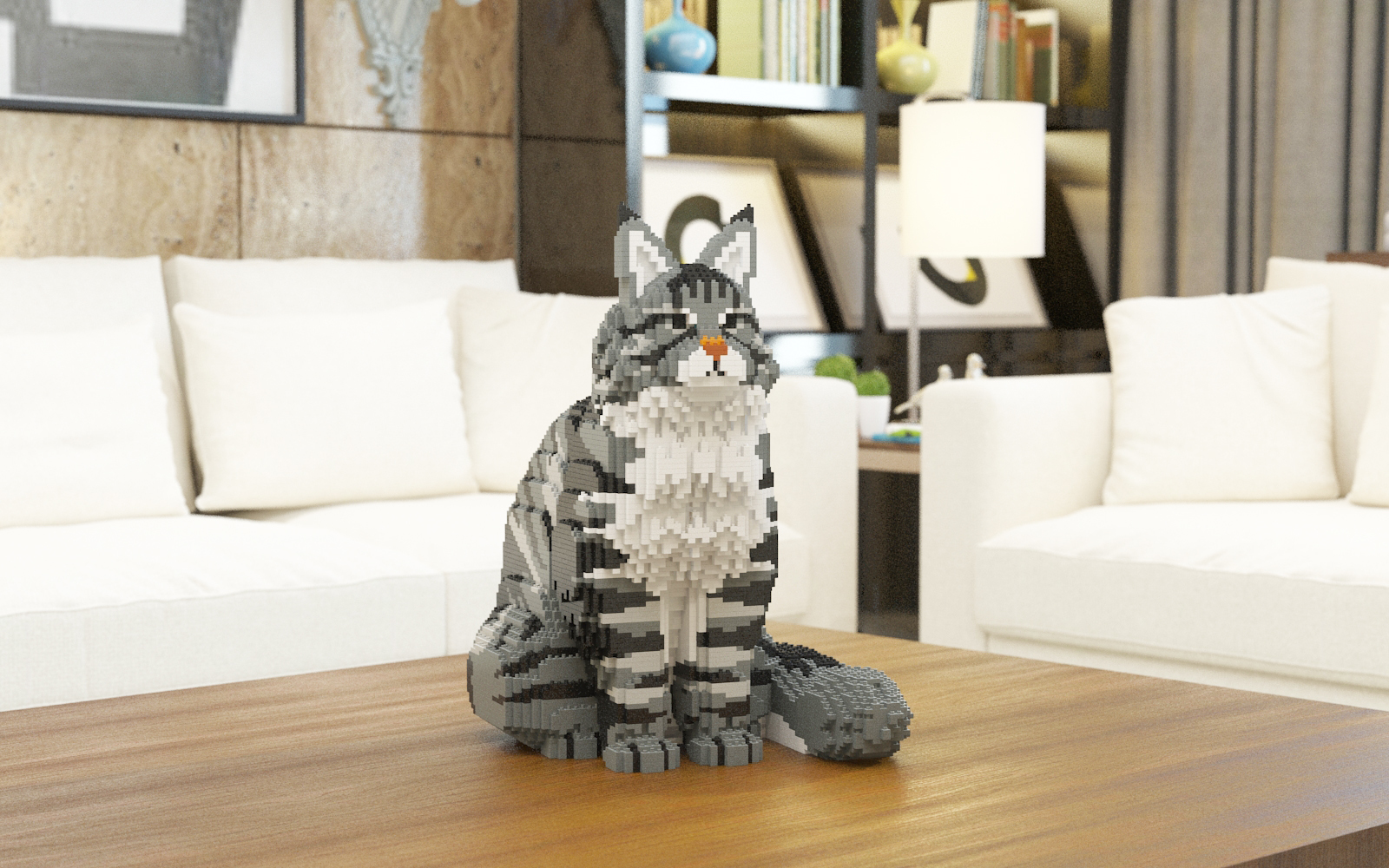 Maine Coon Cat Sculptures (JEKCA Lego Brick) DIY Kit Item image 4