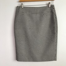 Ann Taylor Boucle Skirt 4 Black White Geometric Zipper Pencil Knee Lengt... - $17.49