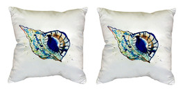 Pair of Betsy Drake Betsy’s Shell No Cord Pillows 18 Inch X 18 Inch - £62.29 GBP