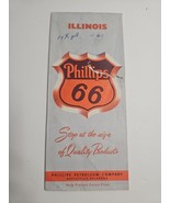 Illinois Road Map 1957 Phillips 66 Promo Vintage Retro Directions Folded... - $161.72 MXN
