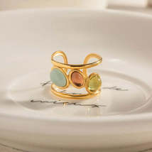 18K Gold-Plated Gemstone Open Cuff Ring - $15.33