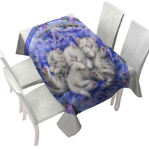 Adorable Cute Three White Kittens on Purple Tablecloth - $51.95 CAD+