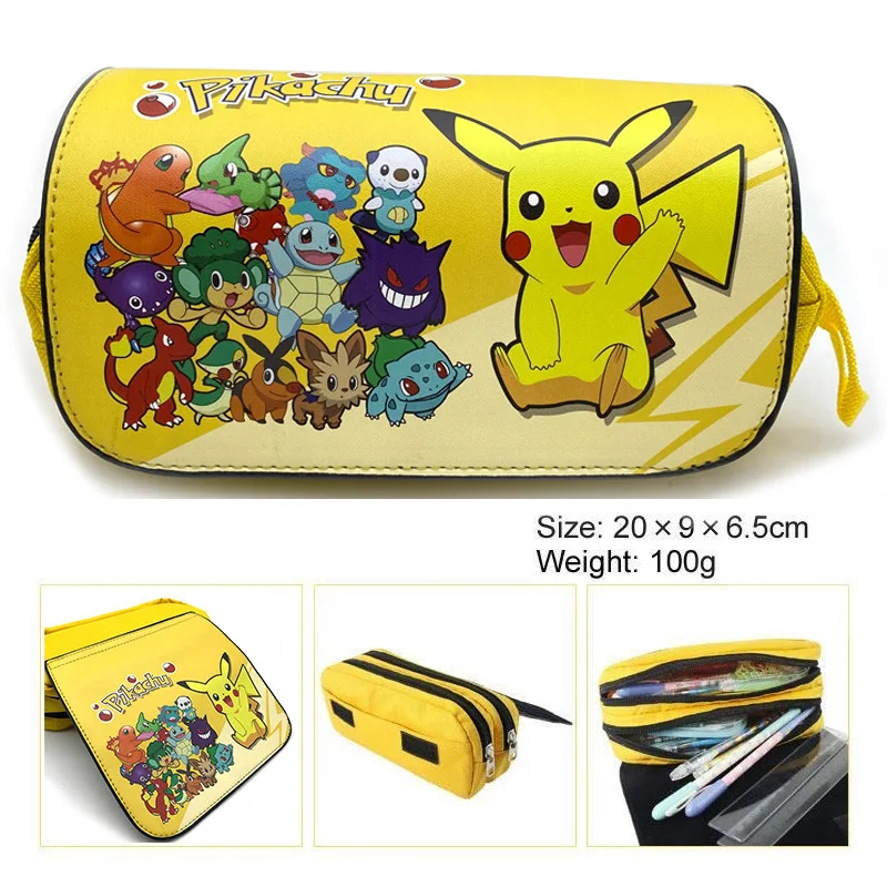 Play  Pencill Case School Cartoon Pikachu Black Pen Bag School Supplies Statione - £23.15 GBP