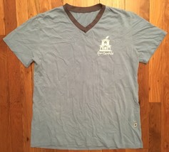 Spa Castle Blue Short Sleeve V-Neck Tee T-Shirt Medium M - $19.99
