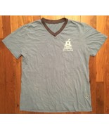 Spa Castle Blue Short Sleeve V-Neck Tee T-Shirt Medium M - £15.66 GBP
