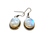Sterling Silver &amp; Mother of Pearl Fish Hook Earrings Decorative Edge 7.7... - $14.84