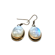 Sterling Silver &amp; Mother of Pearl Fish Hook Earrings Decorative Edge 7.7... - $14.84