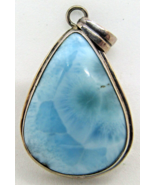 Teardrop Larimar and Sterling Silver Pendant  - $127.71