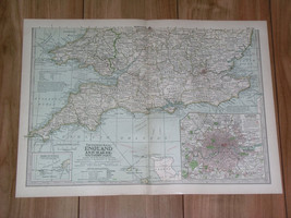 1897 Antique Dated Map Of Southern England And Wales / London Inset Map - £22.89 GBP