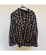 Wrangler Shirt Mens XL Pearl Snap Western Cowboy Brown Tan Blue Plaid - €25,73 EUR