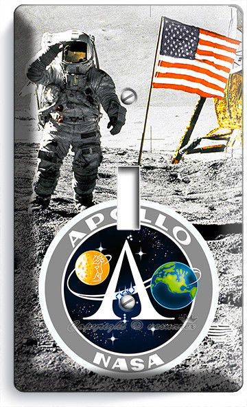 NASA SPACE ASTRONAUT APOLLO MOON LANDING 1 GANG SWITCH WALL PLATE ROOM ART DECOR - £8.16 GBP