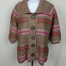 Old Navy  Fuchsia Pink Striped knit Cardigan Sz Medium - $13.86