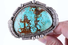 Large Vintage Native American sterling Turquoise cuff bracelet - £873.19 GBP