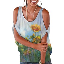 Mondxflaur Sunflower Sleeveless T Shirts for Women Loose Fit Elegant Top... - $22.99
