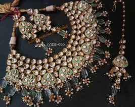 VeroniQ Trends-Designer Necklace set in Kundan,Meenakari,Faux Gemstones,Emerald, - £119.88 GBP