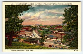 Sunset View Roanoke Virginia Postcard Linen Unused Norfolk And Western Terminal - £7.80 GBP